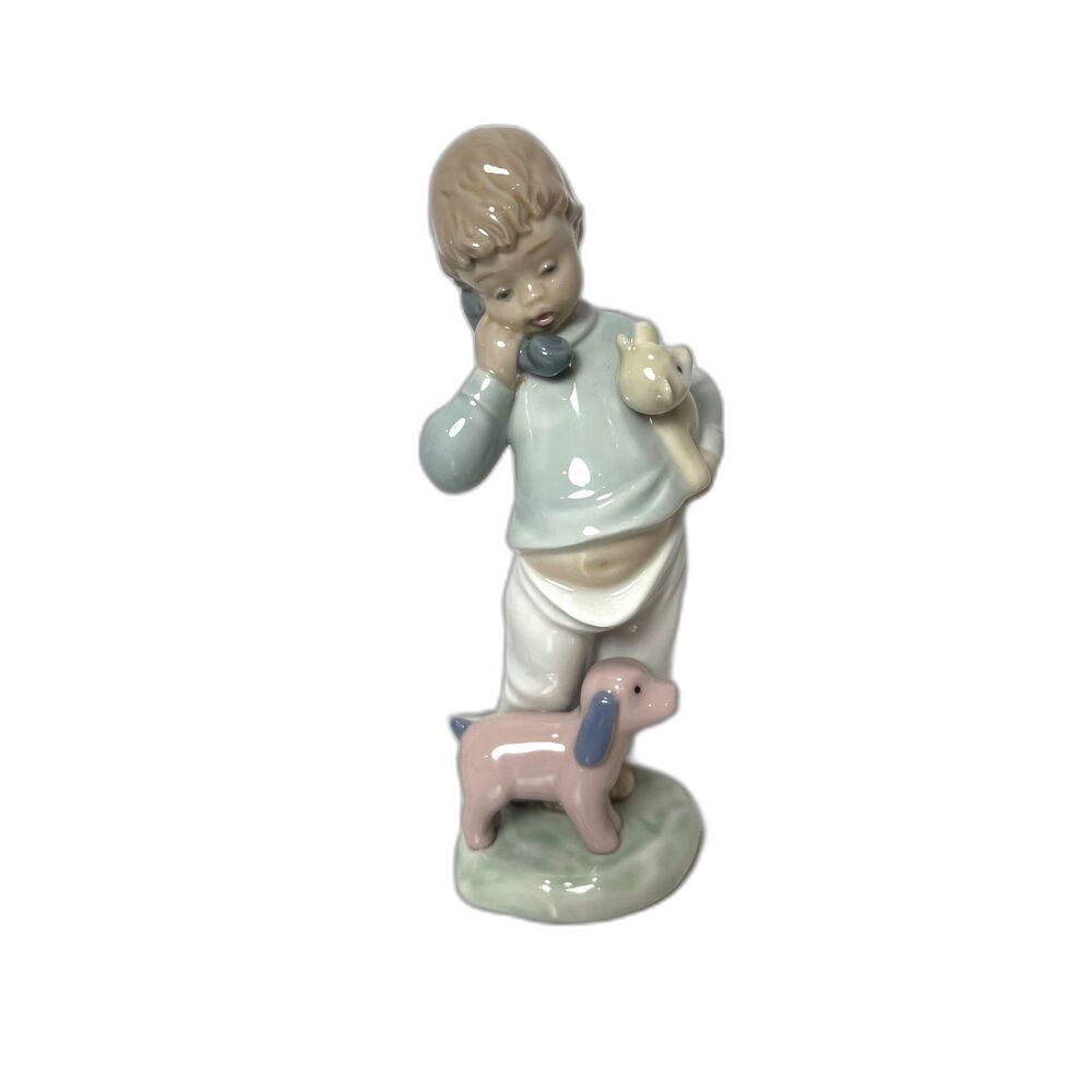 Lladro NAO Boy On Phone Dog Teddy Bear Porcelain Retired Figurine 1044 Vintage